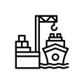 Black line icon for Harbor, port and dockyard