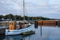 Harbor with little fisherboat Royalty Free Stock Photo