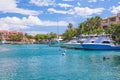 Harbor / marina in Puerto Aventuras, Riviera Maya, Mexico. with boats on a sunny day.