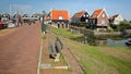 The harbor of Marken, a fishing village with traditional wooden houses, located in the North of Amsterdam Royalty Free Stock Photo