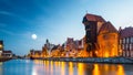 Harbor at Motlawa river with old town of Gdansk