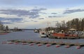 Harbor Mustalahti in finnish city Tampere Royalty Free Stock Photo