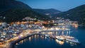 The harbor of Parga by night, Greece, Ionian Islands