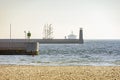 Harbor pier with lighthouse