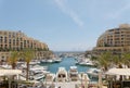 The harbor Portomaso Marina, St Julien`s close to Valetta where many luxury motor boats lay