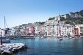 Harbor Portovenere, Spezia, Italy, Liguria: 08 august 2018. Landscape of the harbor with colorful houses in Portovenere