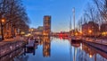 Harbor scene in historic part of Groningen city