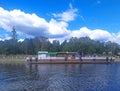 Volga river embankment with harbour in Kostroma, Russia