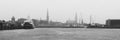 Harbor skyline of LÃÂ¼beck Black and White Royalty Free Stock Photo