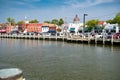 harbor and tourist street of the old town in Annapolis, Maryland Royalty Free Stock Photo