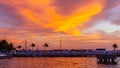 Harbor under orange sunset in Key West, Florida, USA Royalty Free Stock Photo