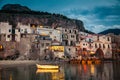 Harbor view in Cefalu at dusk