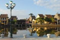 Harbor view of colonial houses in Hoi An - Vietnam