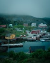 Harbor view on a foggy evening, Trinity, Newfoundland and Labrador, Canada Royalty Free Stock Photo