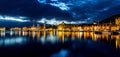 Harbor view at night