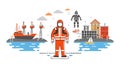 Harbor Workers in Safety Gear Vector, Essential for Port Industrial Safety, vector design Generative AI Royalty Free Stock Photo