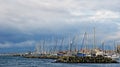 Yachts and boats at Port de Ouchy Marina , Lake Geneva , Switzerland Royalty Free Stock Photo