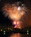 Harborside fireworks Royalty Free Stock Photo