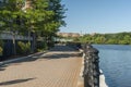 Harborwalk curving along Charles River in Waltham