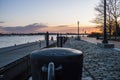 Harborwalk curving along South Boston waterfront Royalty Free Stock Photo