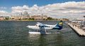 Harbour Air Seaplane at Inner Harbour Water Airport ready take off. Seaplane service in Victoria Inner Harbour Royalty Free Stock Photo