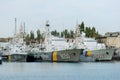 Harbour of Balaklava, Crimea, Ukraine. With ukrainian war ships.