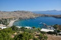 General landscape of Lindos beach Royalty Free Stock Photo