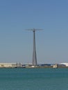 Harbour of Cadiz with one of the famous pylons supportin a power line over the bay of Cadiz