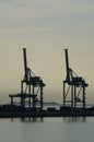 Harbour Container Cranes Silhouette