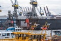 Harbour cranes at Port of Hamburg, Germany Royalty Free Stock Photo