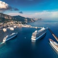 harbour with cruiseships, AI generated Royalty Free Stock Photo