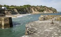 Harbour entrance and beach at Charlestown, Cornwall