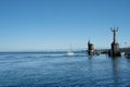 Harbour entrance of Konstanz with lighthouse and the statue of Imperia, Lake Constance (Bodensee). Royalty Free Stock Photo