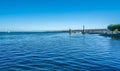 Harbour entrance of Konstanz with lighthouse and the statue of Imperia, Lake Constance (Bodensee). Royalty Free Stock Photo