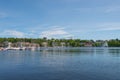 Harbour with fountain in Lappeenranta at Saimaa lake