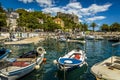 The harbour at Herceg Novi, Montenegro with the fortress in the background Royalty Free Stock Photo