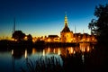 Harbour of Hoorn with sailboats at evening and the Hoofdtoren. Hoorn is harbor town at the Markermeer dating back to the Royalty Free Stock Photo