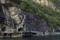 Harbour at the hydroelectric power plant at Lysebotn at Lysefjord in Norway