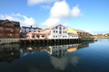 The harbour of Kabelvoag mirroring Royalty Free Stock Photo