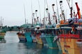 Harbour in Mirissa, Sri Lanka. Colorful boat