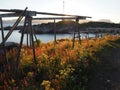 Harbour norway landscape.White nigts north summer. Royalty Free Stock Photo