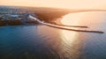 Aerial view of Harbour and lighthouse in Kolobrzeg, Poland. Royalty Free Stock Photo