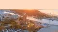 Aerial view of Harbour and lighthouse in Kolobrzeg, Poland. Royalty Free Stock Photo