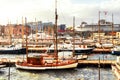 Harbour in Oslo, Norway with various boats and yachts during the sunny day Royalty Free Stock Photo