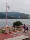 Harbour Park View pink street light pink railing cloudy moody Hong Kong Tai Po