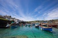 The harbour of the picturesque Cornish fishing village of Coverack, Cornwall, UK