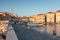 Harbour in Piran at sunset, Slovenia, Europe Royalty Free Stock Photo