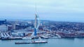 Harbour of Portsmouth England with famous Spinnaker Tower - aerial view - PORTSMOUTH, ENGLAND, DECEMBER 29, 2019