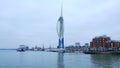 Harbour of Portsmouth England with Spinnaker Tower - PORTSMOUTH, ENGLAND - DECEMBER 29, 2019