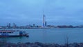 Harbour of Portsmouth England with Spinnaker Tower - PORTSMOUTH, ENGLAND - DECEMBER 29, 2019